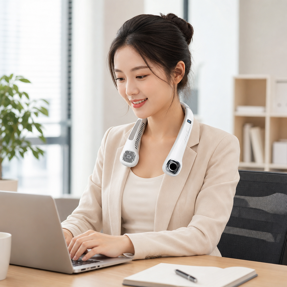 NeckBreeze™ — Hands-Free Portable Neck Fan with 3-Speed Cooling