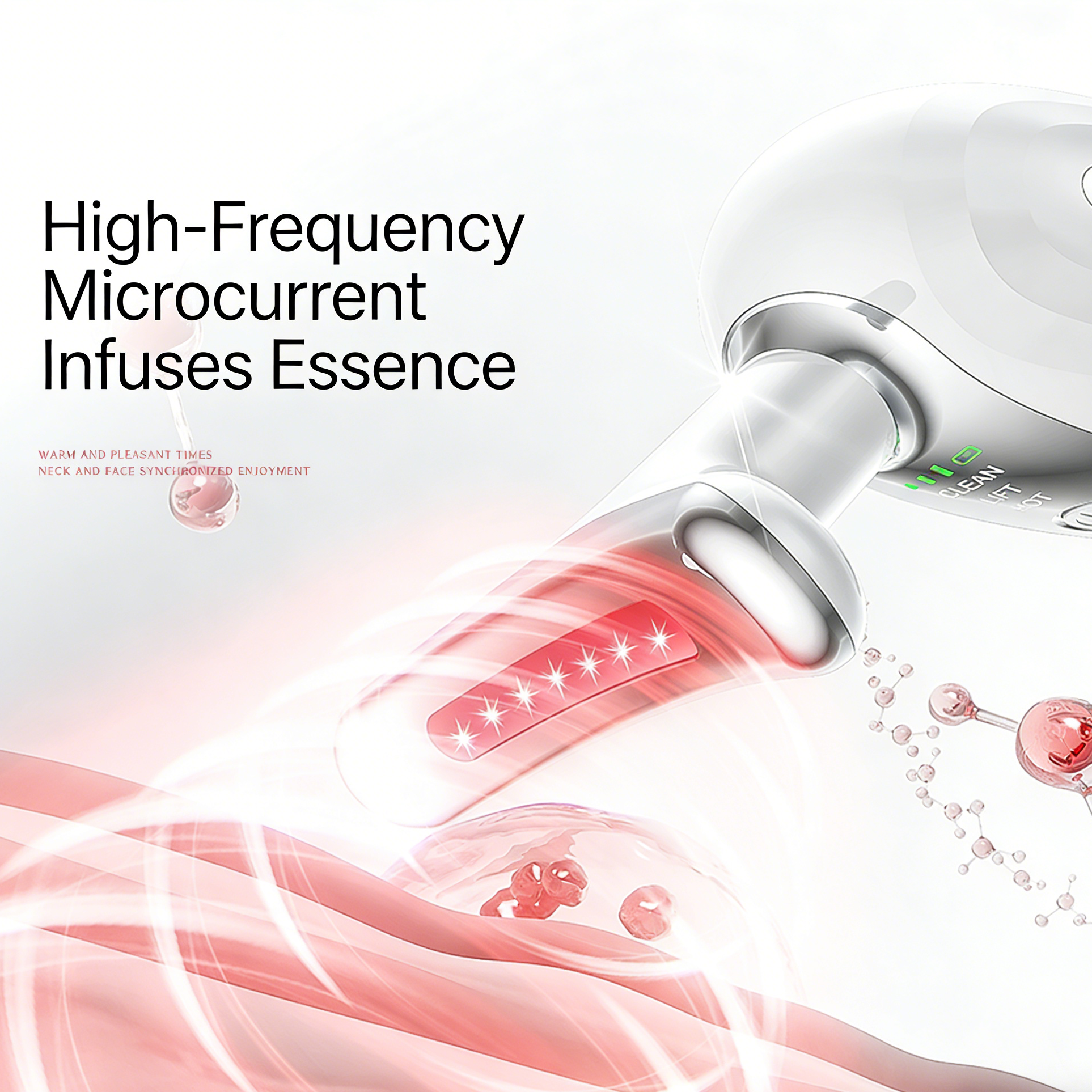 Anti-Wrinkle 4-in-1 EMS facial device - high-frequency microcurrent technology graphic