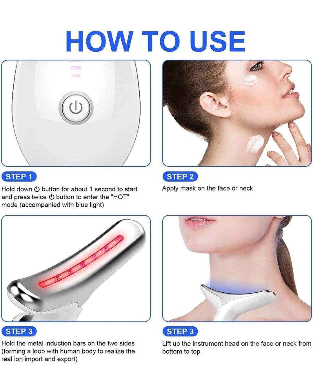 How to use the Anti-Wrinkle 4-in-1 EMS facial device - step by step guide