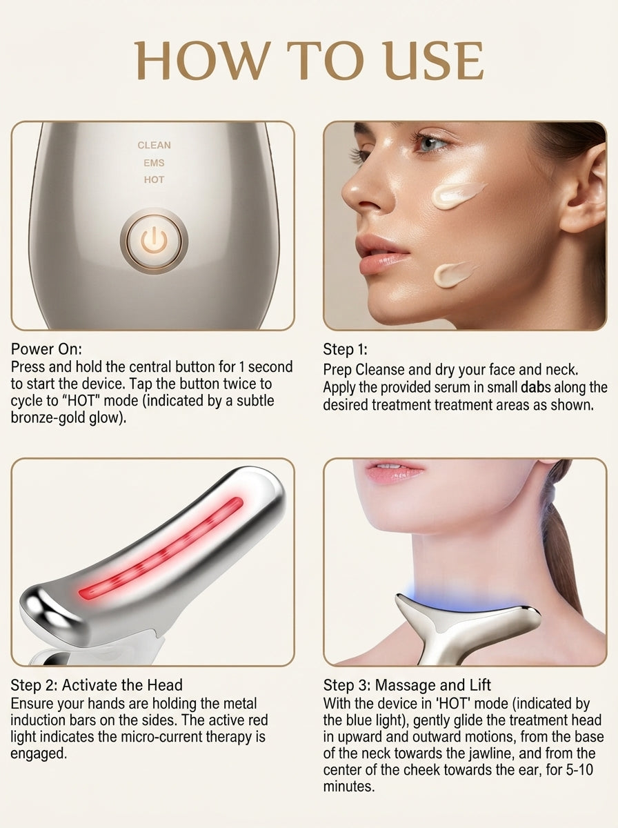Woman using AuraLift Pro device in a sunlit room